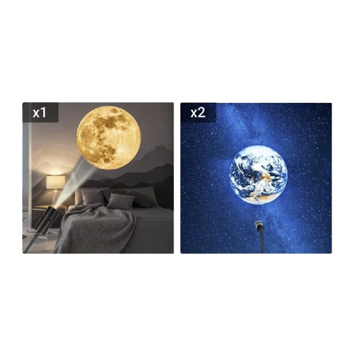 Moon & Earth LED Projection Night Light