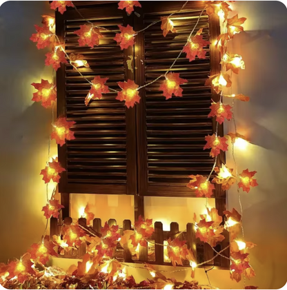 Maple Leaf & Pumpkin LED String Lights