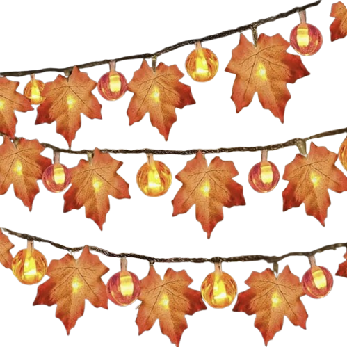 Maple Leaf & Pumpkin LED String Lights