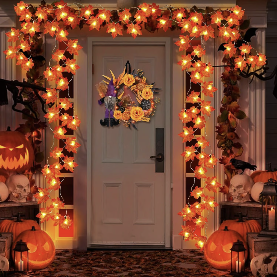 Maple Leaf & Pumpkin LED String Lights