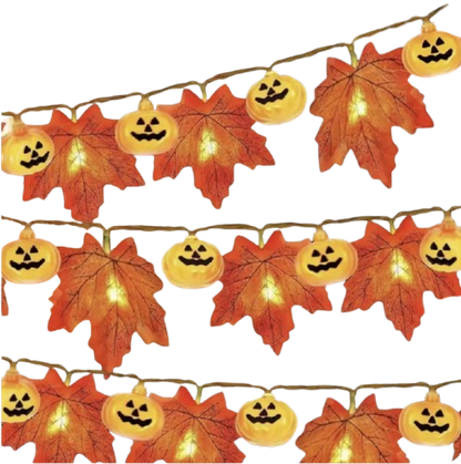 Maple Leaf & Pumpkin LED String Lights