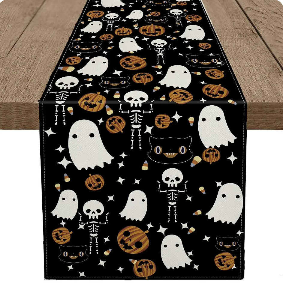 Halloween Linen Table Runner