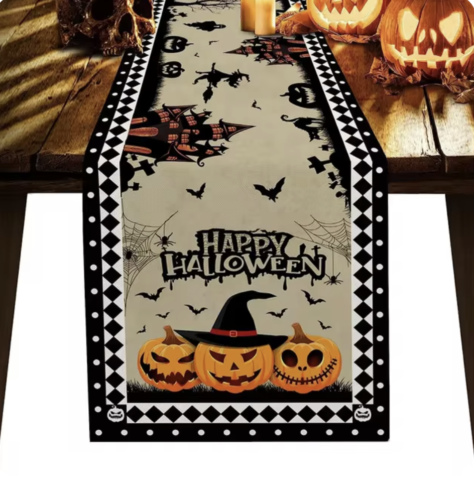 Halloween Linen Table Runner