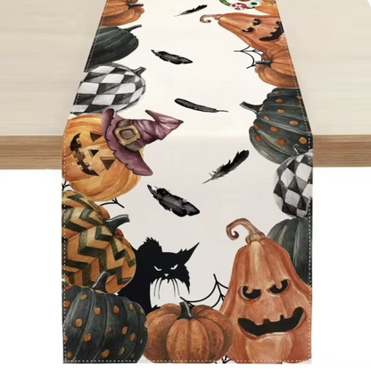 Halloween Linen Table Runner