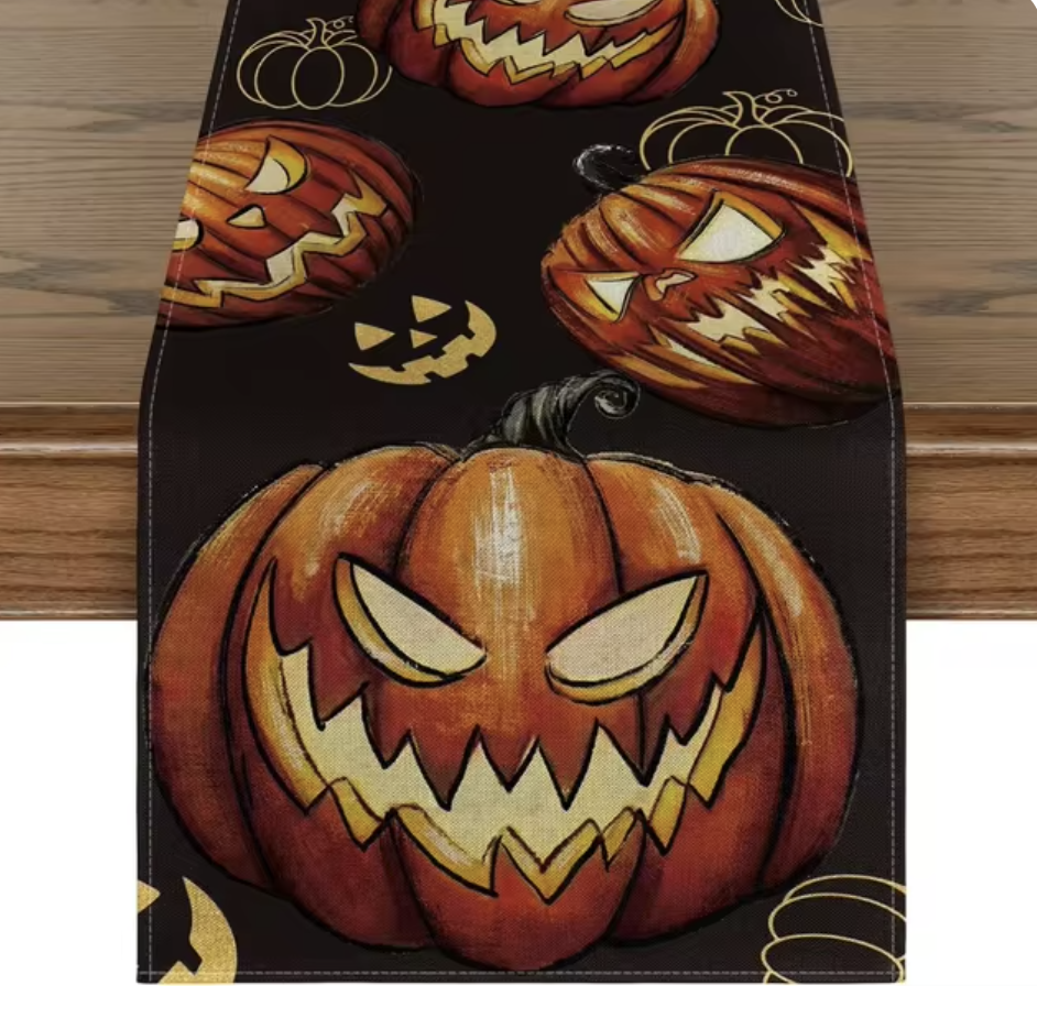 Halloween Linen Table Runner