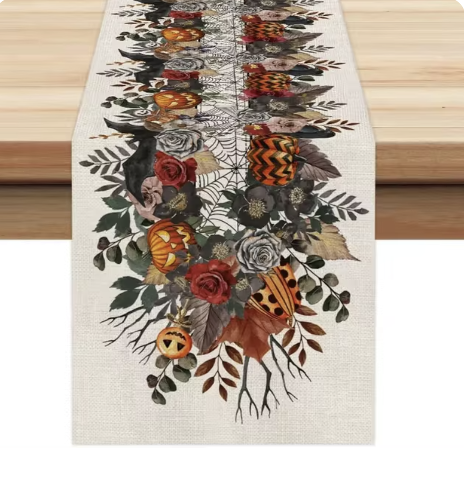 Halloween Linen Table Runner