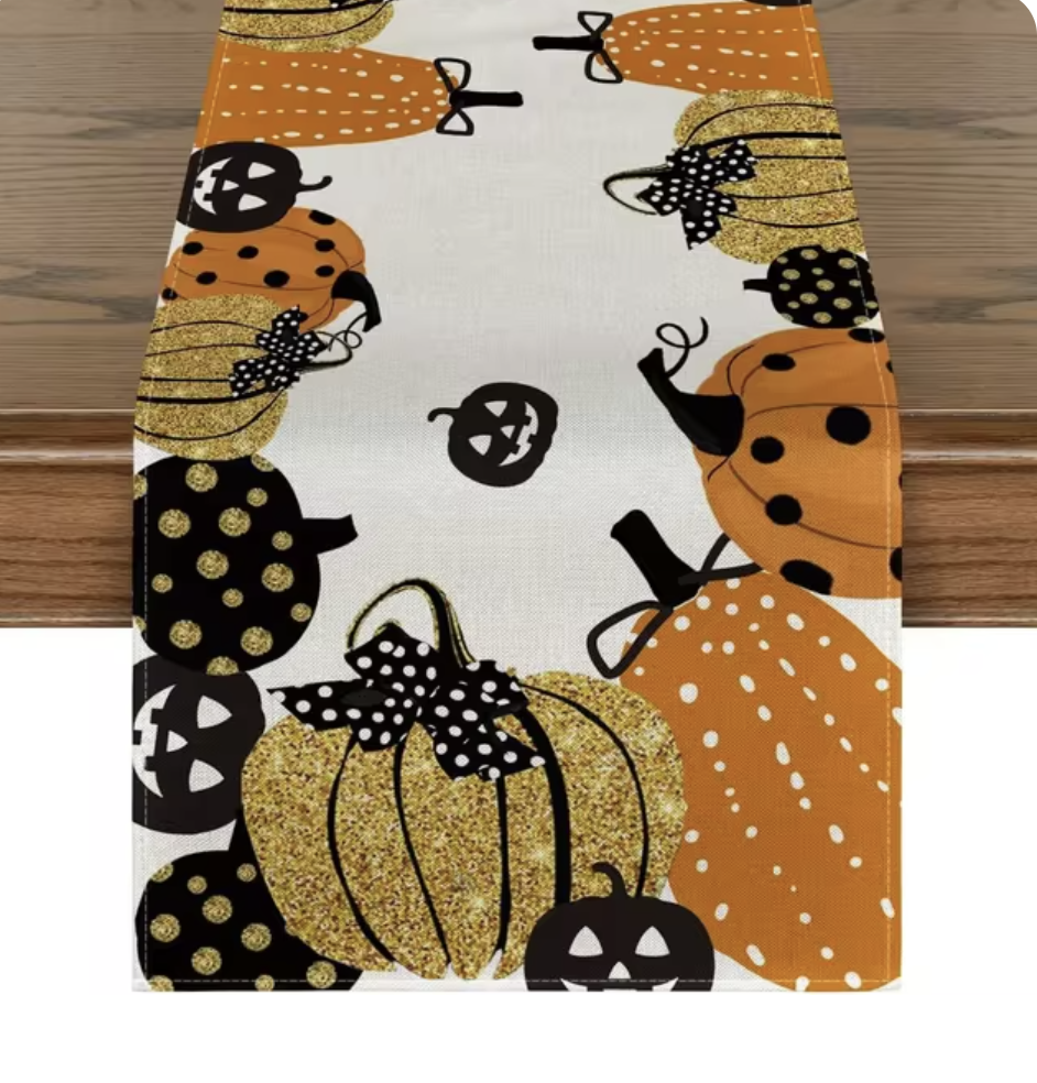 Halloween Linen Table Runner