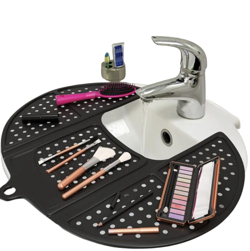 Foldable Sink Cover with Makeup Brush Cleaning Pad