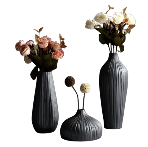 Black Ceramic Retro Vase