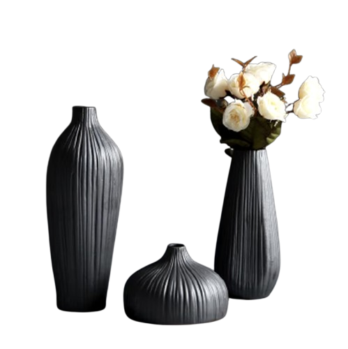 Black Ceramic Retro Vase